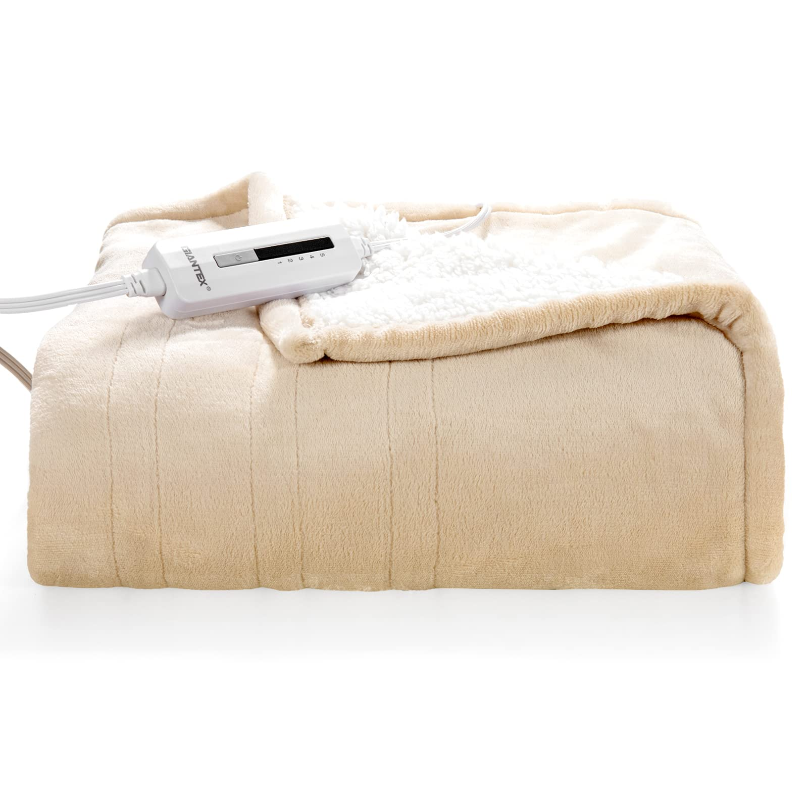 Giantex Electric Blanket Heated Throw, Flannel Sherpa Double Side Heating Blanket 50''x60'' 