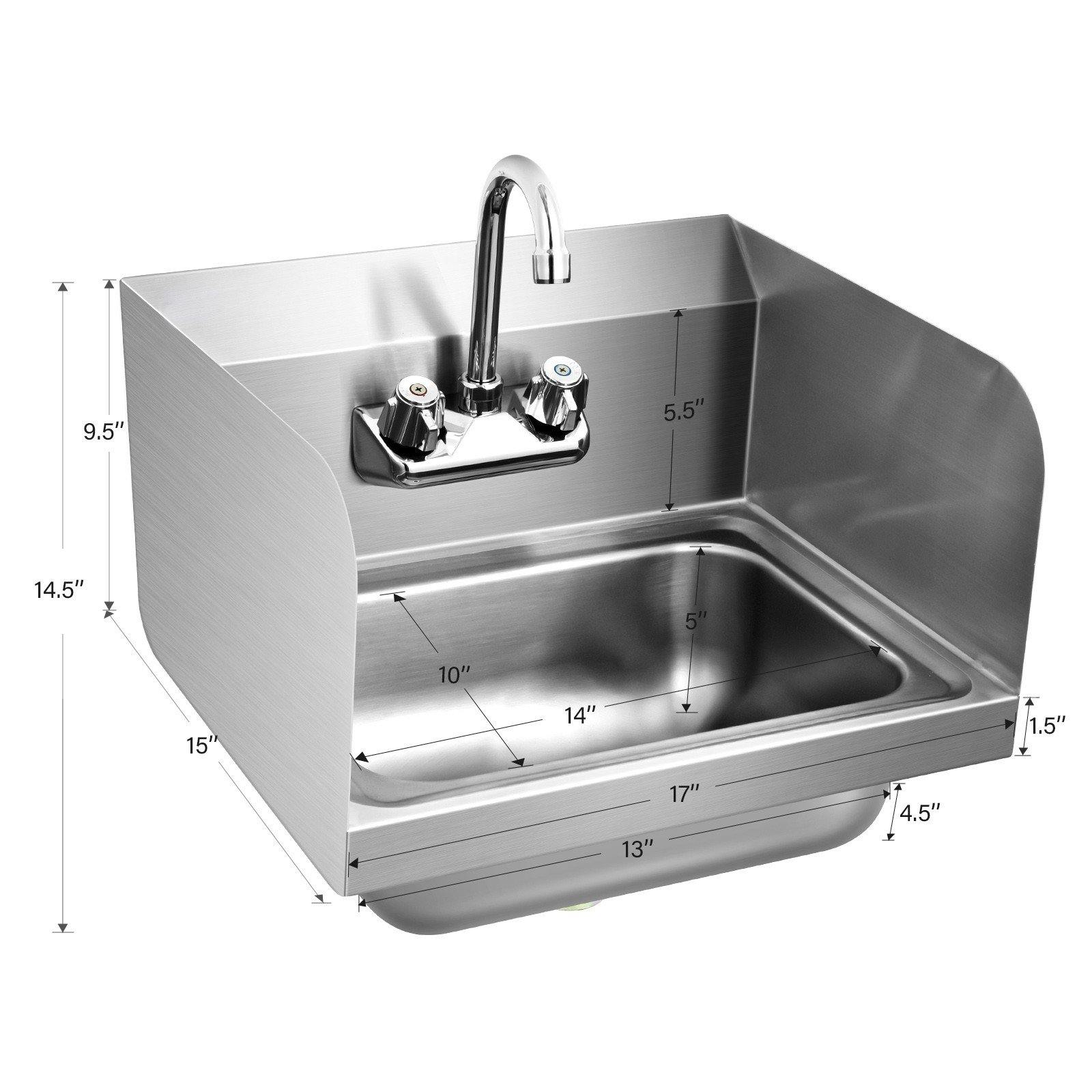 Giantex Stainless Steel Hand Washing Sink, Wall Mount Hand Sink w/ Faucet, 17" x 15" 