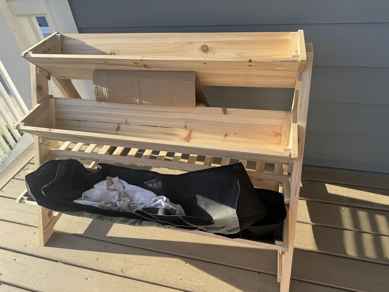 Giantex 3-Tier Raised Garden Bed, Wooden Vertical Planter Box with Storage Shelf 
