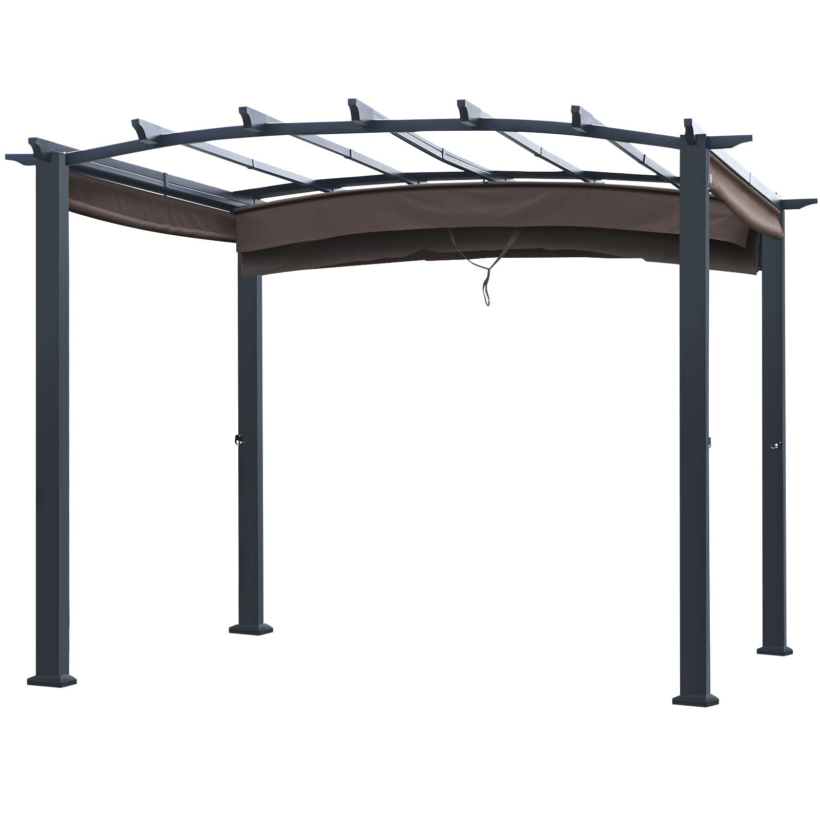 Outdoor Retractable Pergola 10' x 10', Metal Patio Gazebo Pergola 