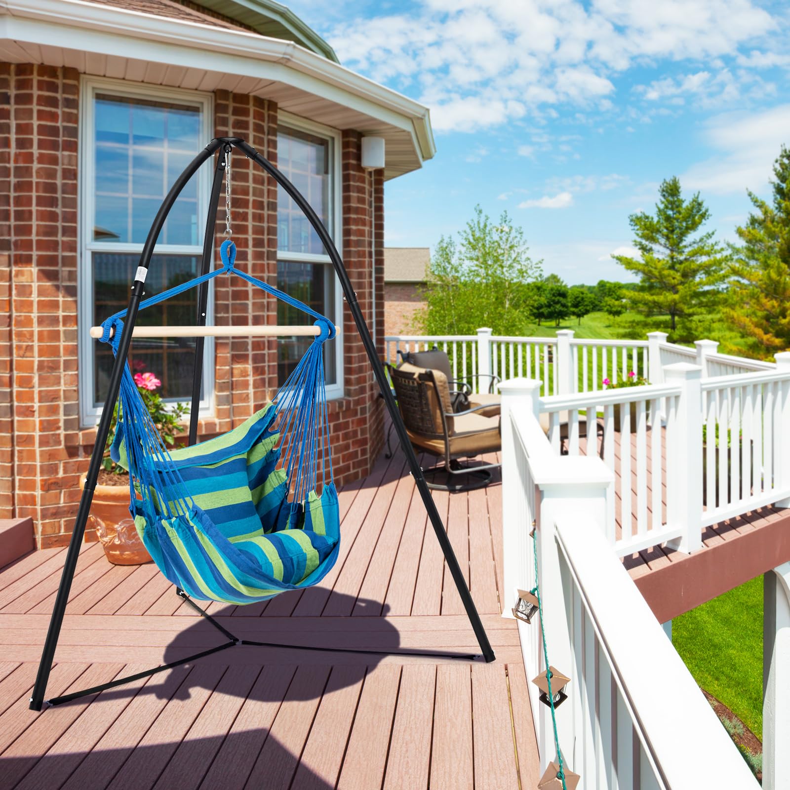 Giantex Metal Hammock Stand for Outside - Tripod Hanging Chair Stand Only, 78” x 86” Indoor Outdoor Swing Stand for Patio 