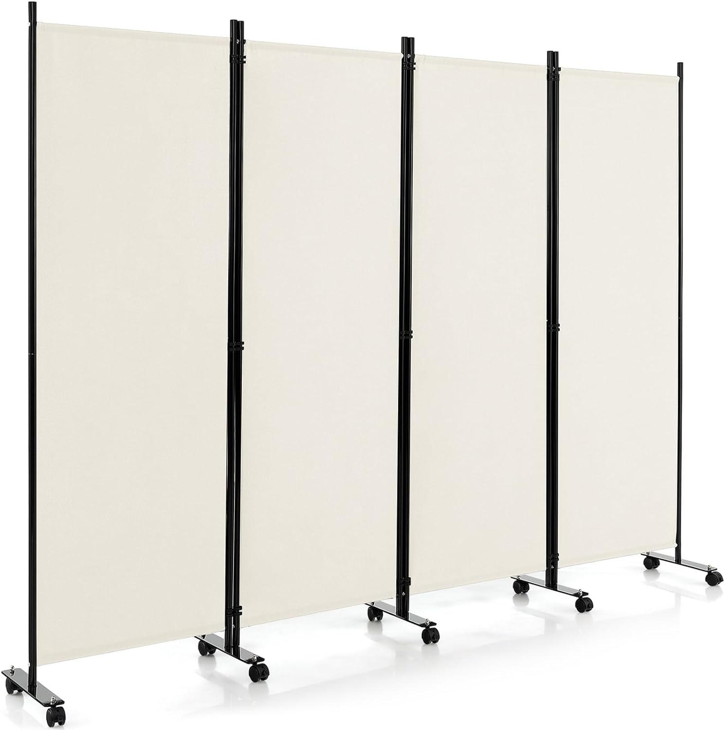 Giantex 4 Panel Room Divider, Folding Privacy Screen with Lockable Wheels, Rolling Partition Room Dividers