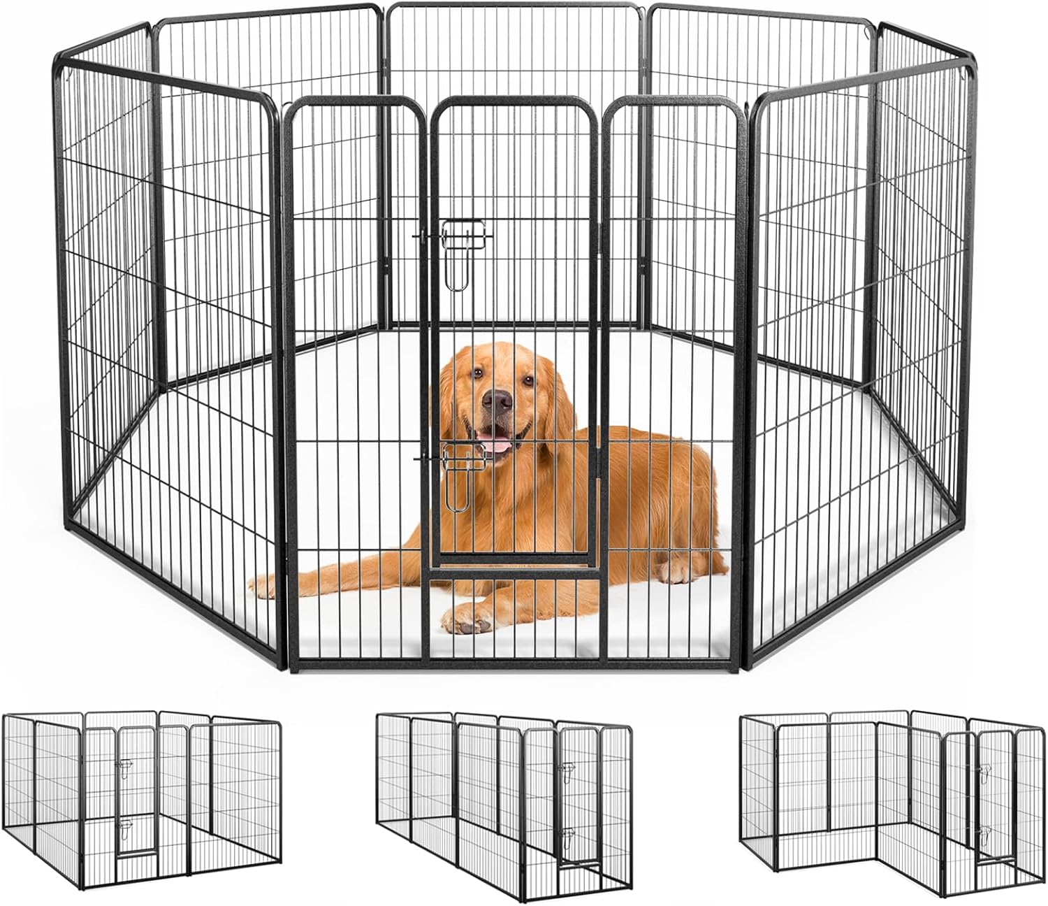 Giantex Dog Playpen Outdoor 40" H - 8/16 Panels Metal Pet Fence for Large Dogs, Heavy Duty Dog Pen Exercise Fence with Door 