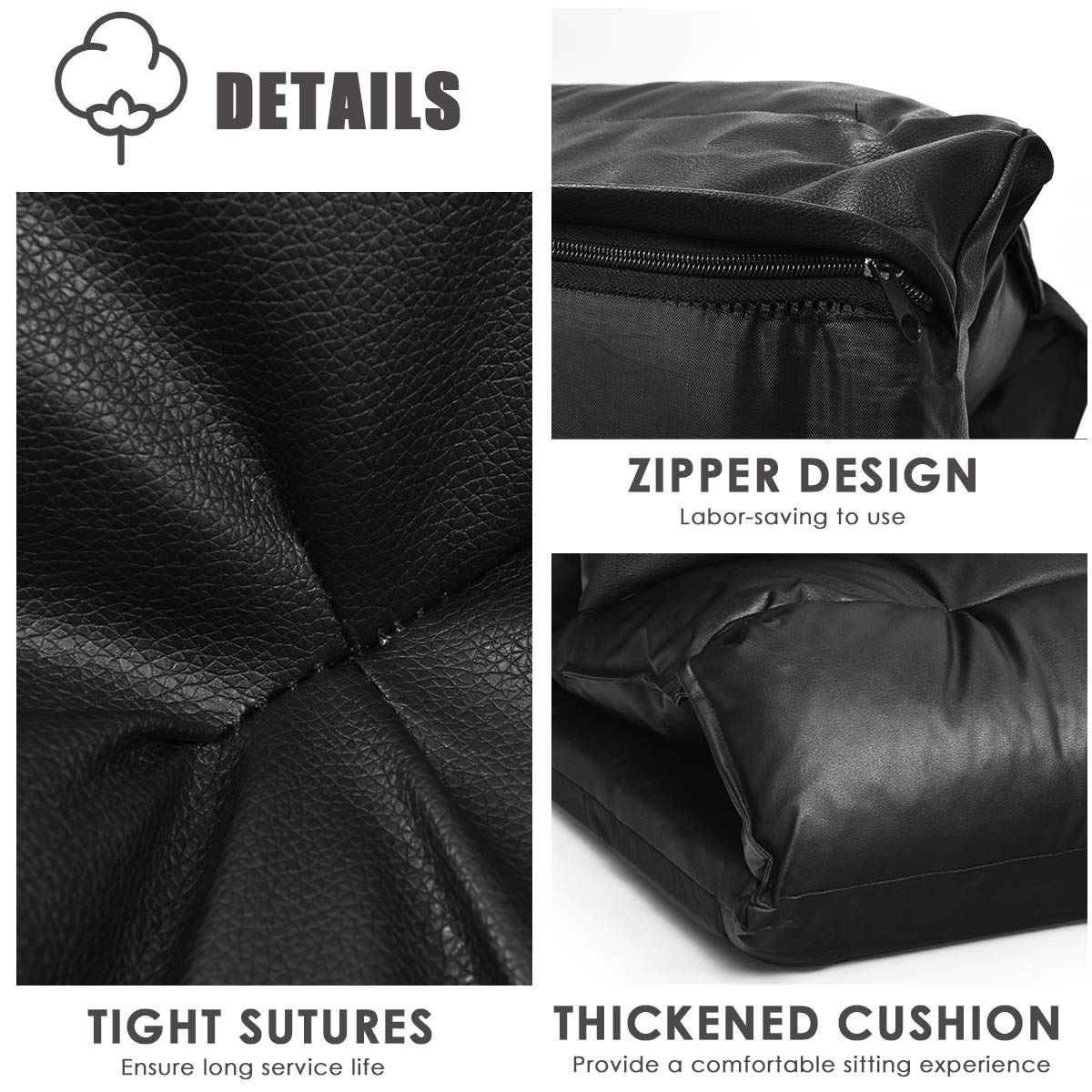 Giantex Floor Sofa PU Leather Leisure Bed Video Gaming Sofa with Two Pillows, Black 