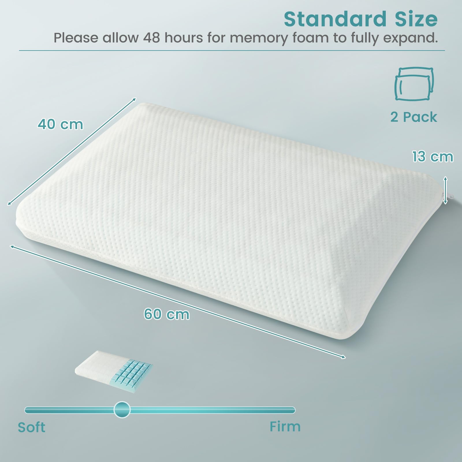 Giantex Cooling Gel Memory Foam Pillow 2 Pack, 3D Cutting Ventilated Cool Gel Pillows with Washable Cover 