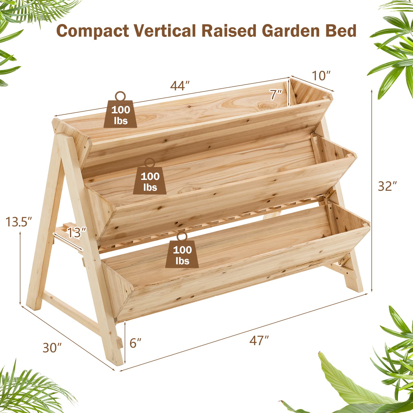 Giantex Raised Garden Bed, Vertical Planter with Storage Shelf (Natural) 
