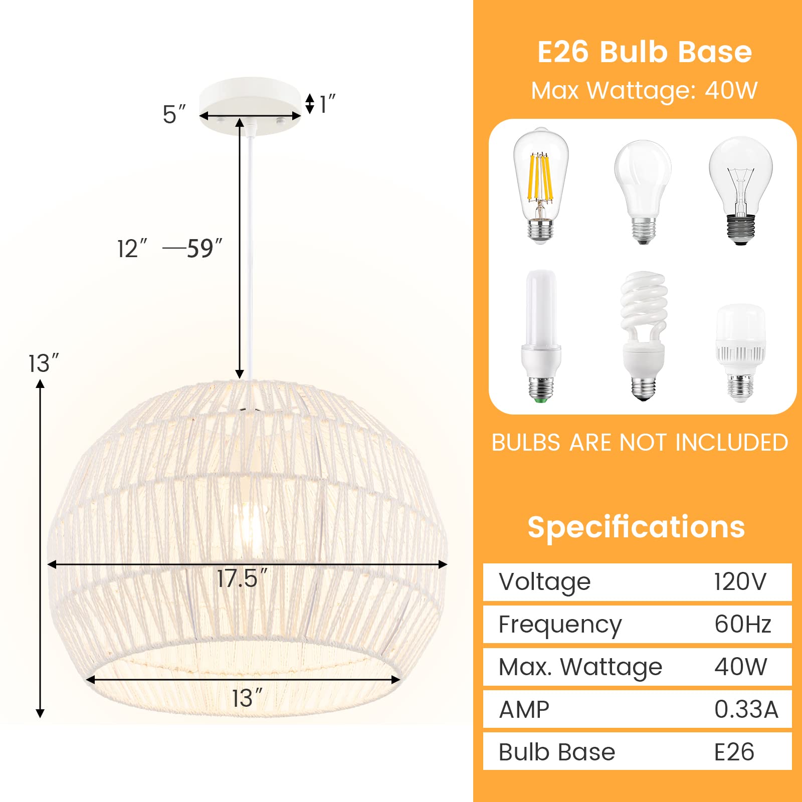 Giantex Farmhouse Rattan Pendant Lights