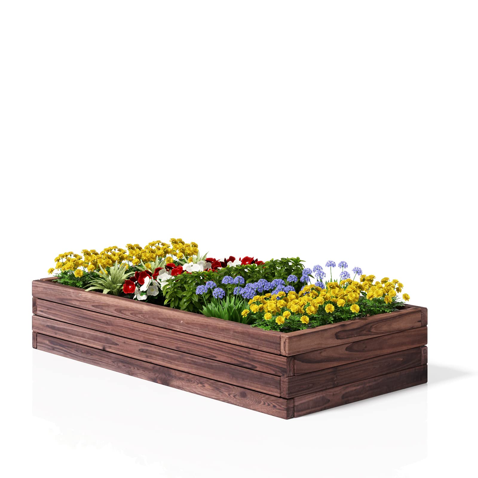 Rectangular Planter for Patio and Lawn 47'' L x 24'' W x 9'' H, (Brown) 