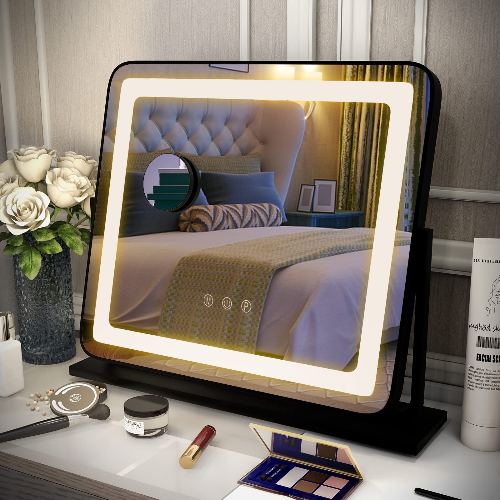 CHARMAID Vanity Mirror with Lights - 22 inch LED Lighted Makeup Mirror with 3 Color Lighting Modes