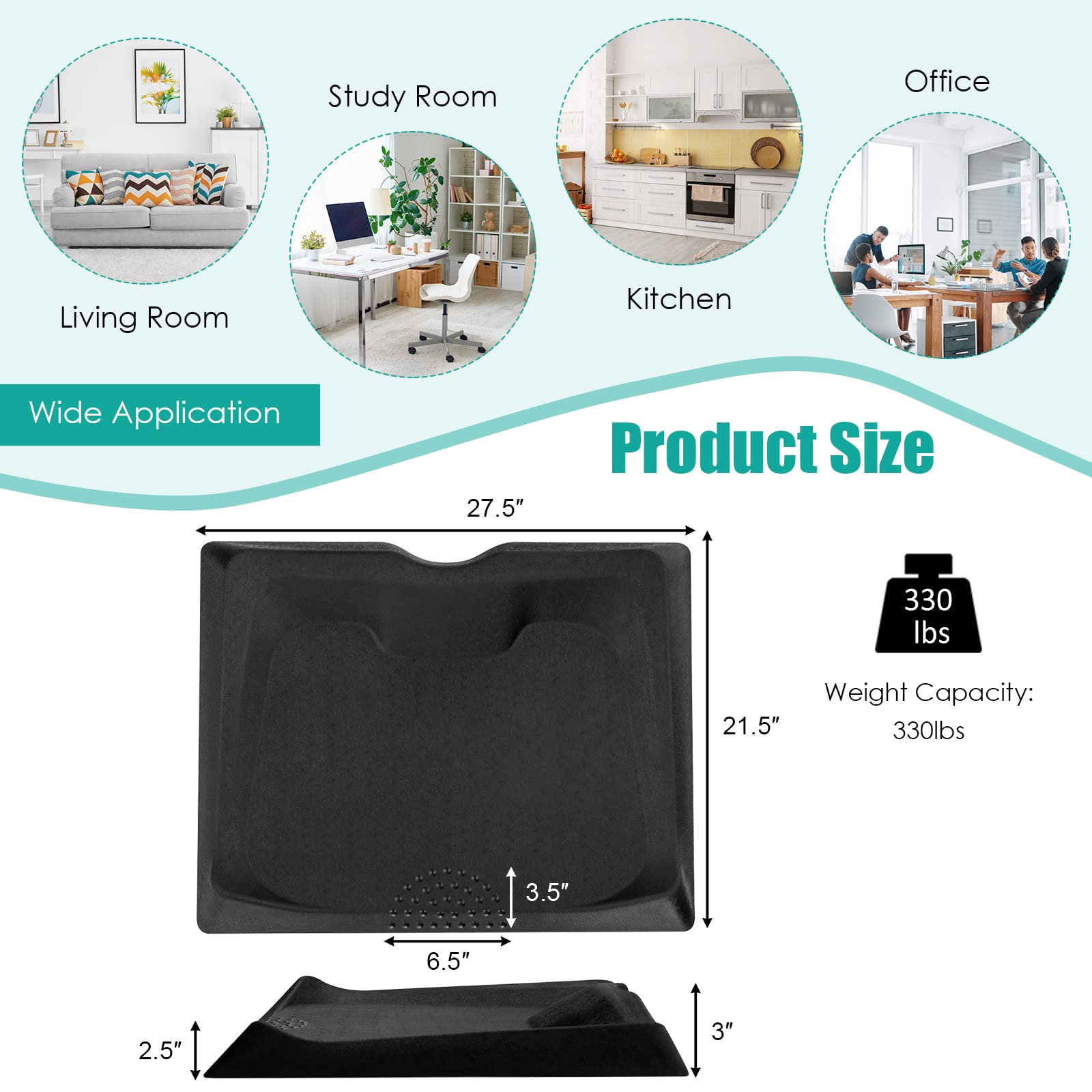 Giantex Anti Fatigue Mat, Standing Mat for Stand up Desk w/ Foot Massage Points Diverse Terrain & Beveled Edges