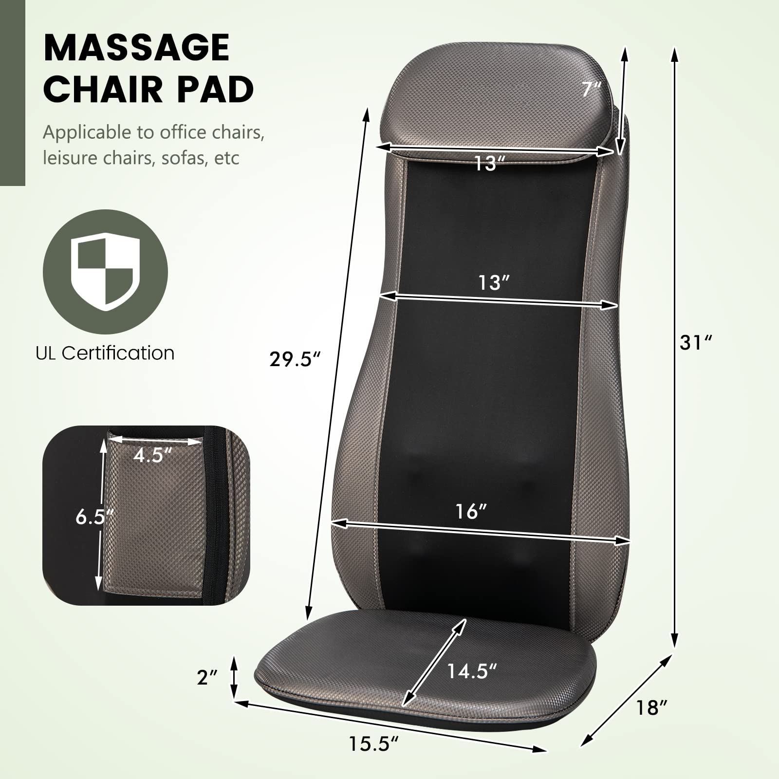Giantex Back Massager Chair Pad - Massage Seat Cushion with Heat & Vibration 