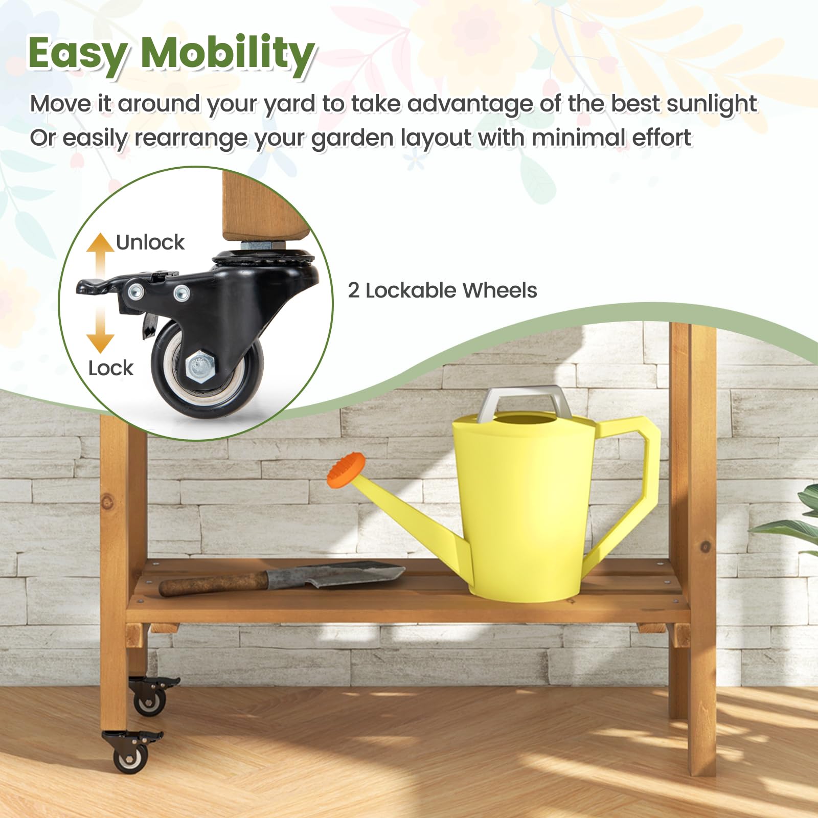 Giantex Raised Garden Bed on Wheels, Rolling Planter Boxes with Trelli 