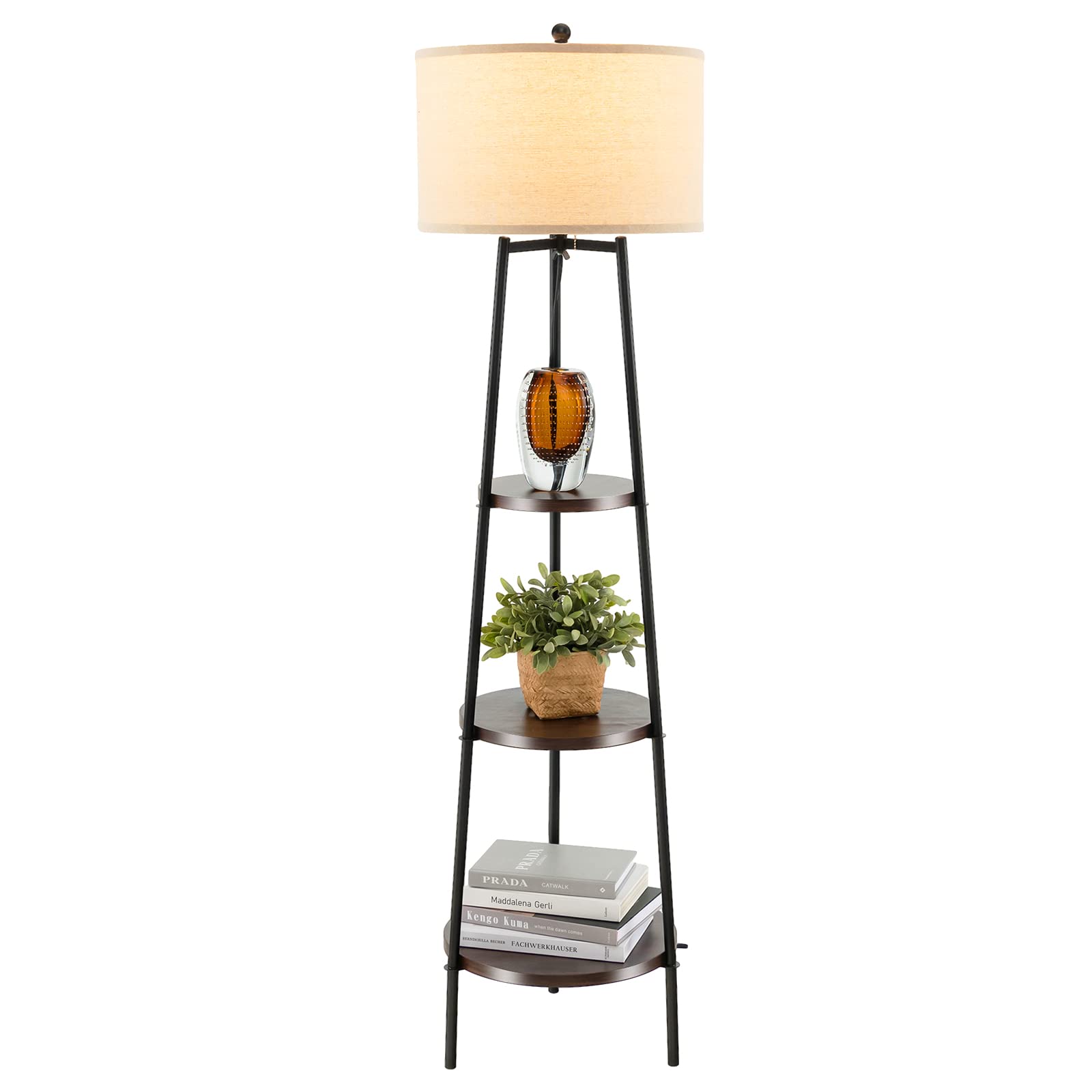 Giantex Floor Lamp with 3-Tier Shelves - Modern Standing Corner Floor Lamp 