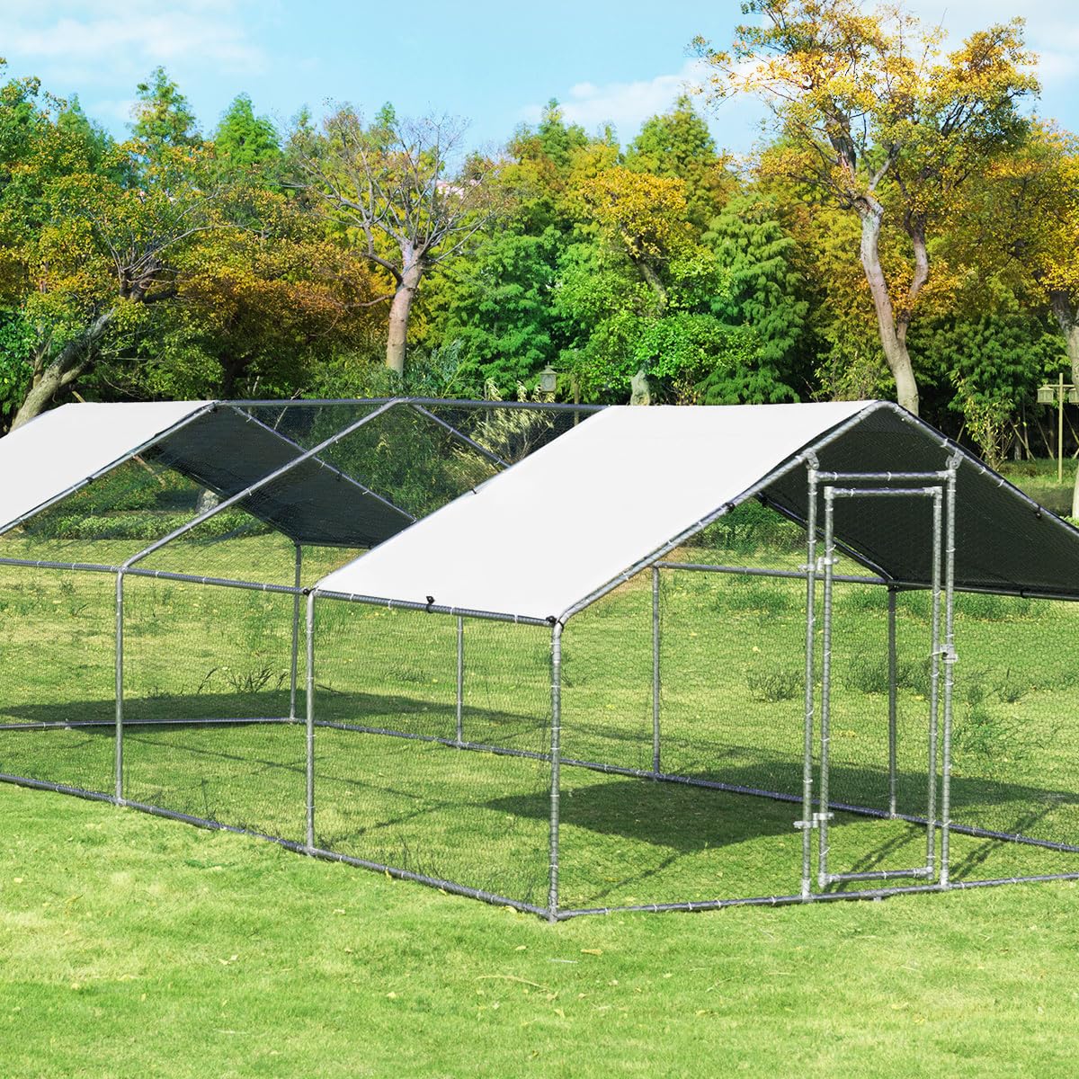 Giantex Large Metal Chicken Coop, Walk-in Chicken Coops Run House Shade Cage with Waterproof 