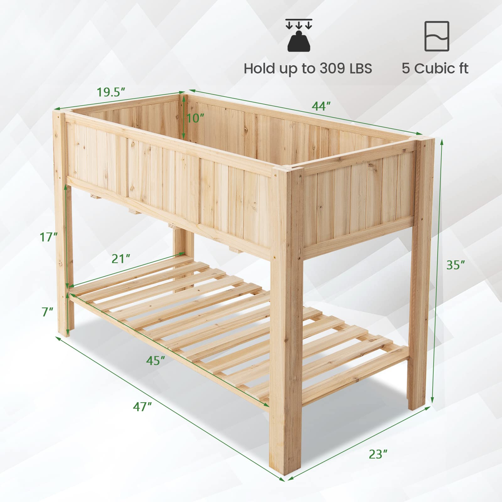 Giantex Raised Garden Bed, Wooden Planter, Black Liner 