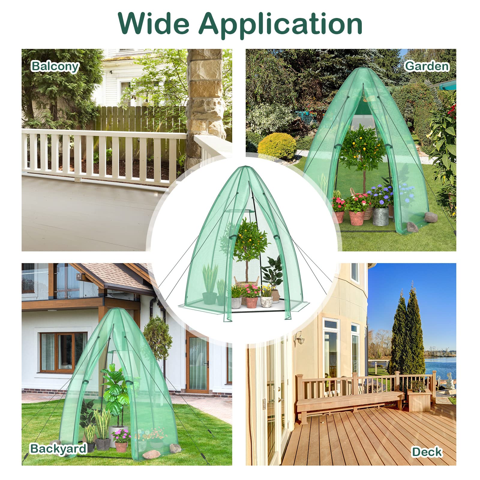 Giantex Portable Walk-in Greenhouse - 5.5’x5.5’x6’ PE Cover, Roll-up Zippered Door, Window 