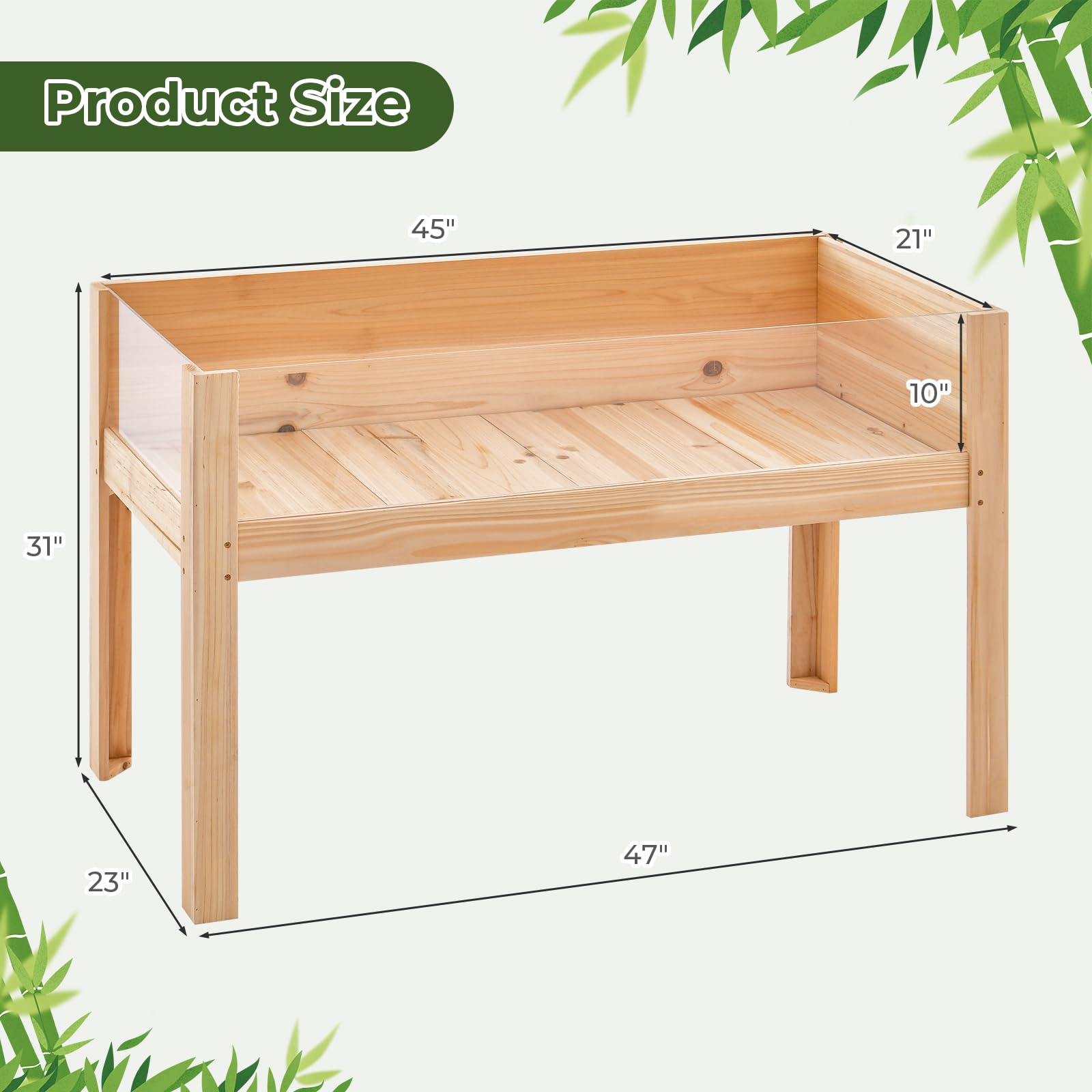 Standing Raised Beds for Fruits Vegetables Flowers Herbs, 47”x23”x31”