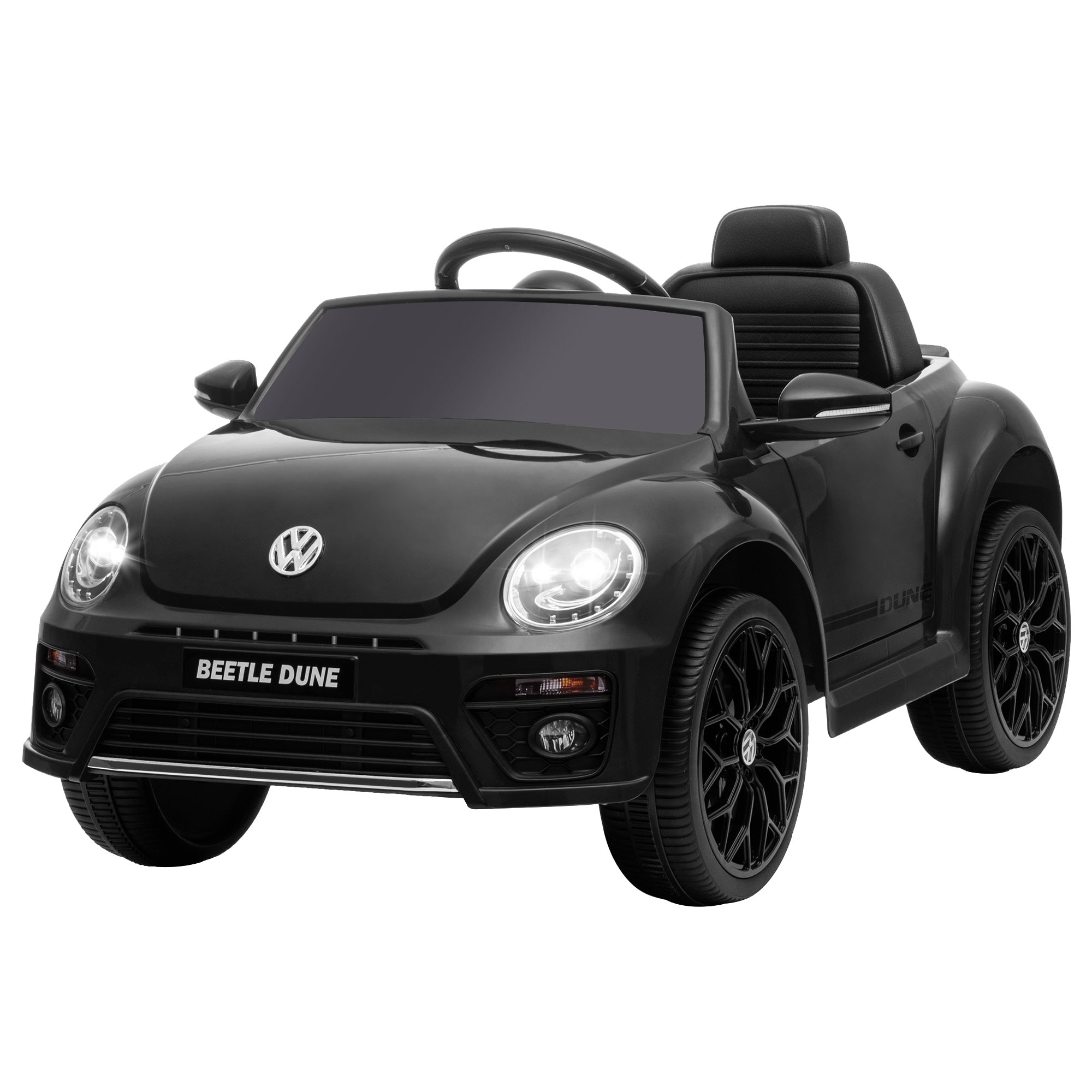 Qaba 12V Volkswagen Beetle Licensed Electric Car for Kids w/ Remote Control, 4 Spring Suspension Wheels, Soft Start, Black 