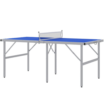 Soozier Portable Ping Pong Table Set, Table Tennis Table w/ Net, 2 Paddles, 3 Balls for Outdoor and Indoor, Easy Assembly, Blue 