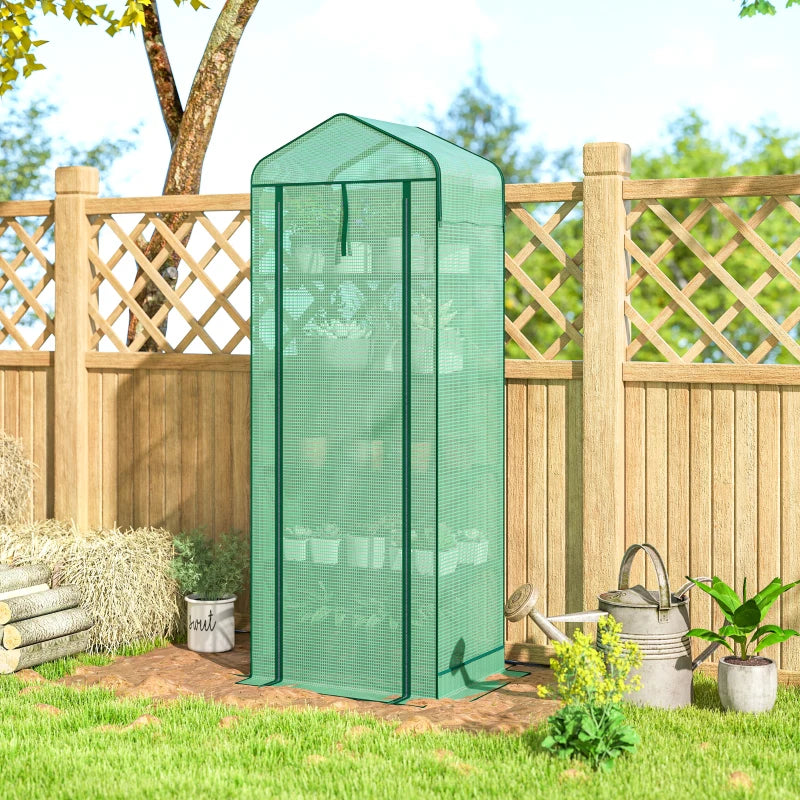 Mini Greenhouse with Screen Roof, Portable Small Greenhouse with Roll-Up Zipper Door, 27.6" x 19.7" x 75.6", Green