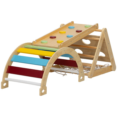 Qaba 7 in 1 Pikler Triangle Set with Ramp, Arch Ladder, for 18-48 Months, Multicolour 