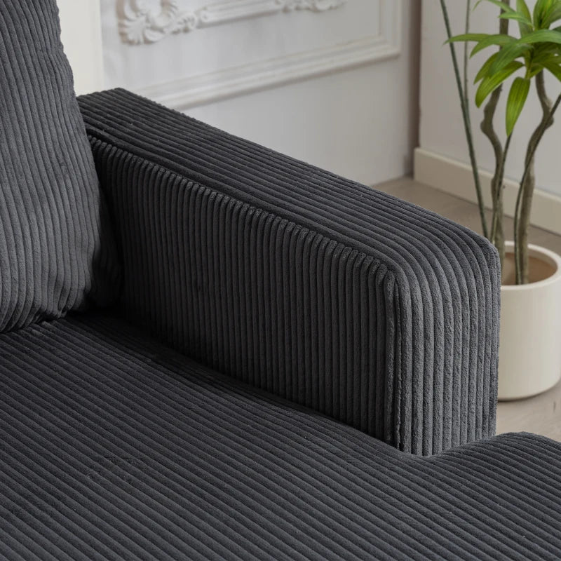 L Shaped Couch, L Shape Sofa with Chaise Lounge and Spring Cushion for Living Room, Bedroom, Charcoal Grey