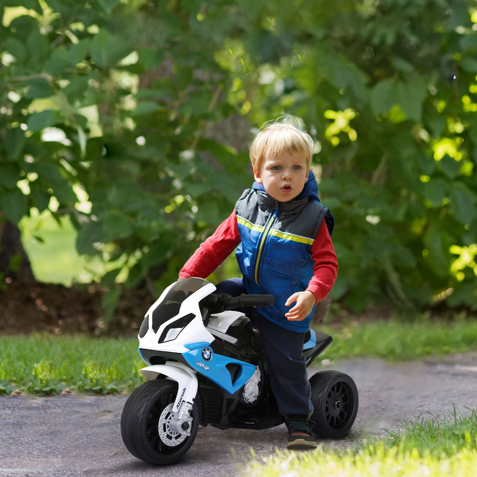 Aosom BMW Licensed 6V Kids Motorcycle with Headlight, Music, Gift for Boys & Girls -Blue 