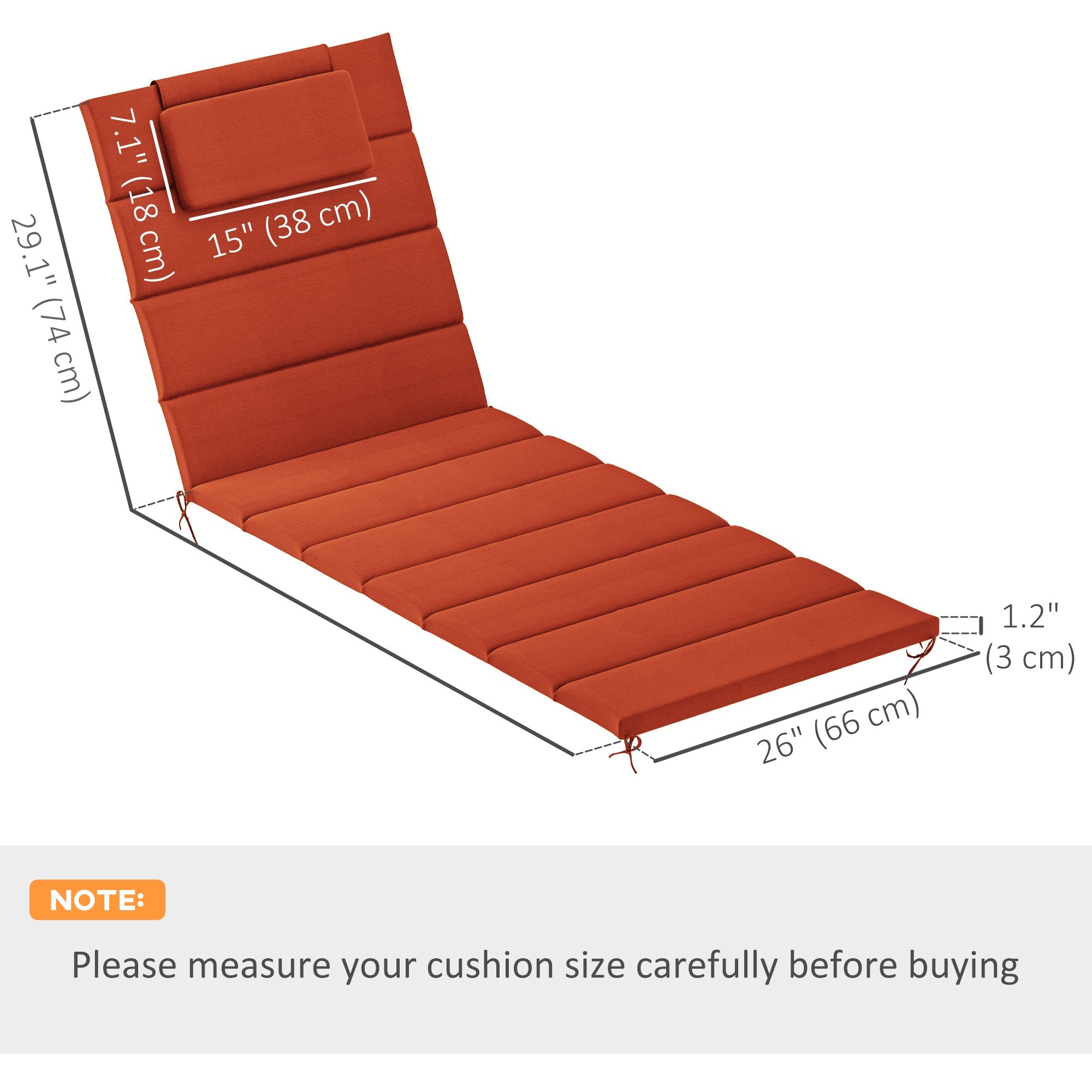 Outsunny 2PCs Patio Chaise Lounge Cushions, Foldable Lounge Chair Cushion, UPF50+ 230gsm Olefin, 80" x 26", Wine Red 