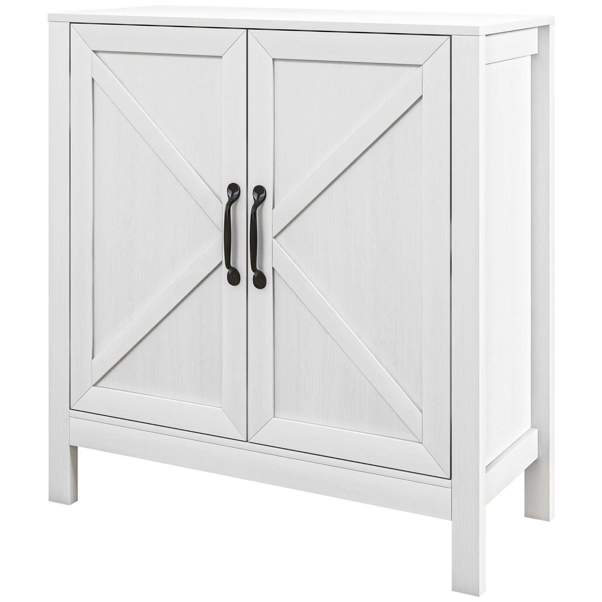 HOMCOM Sideboard Buffet, Kitchen Storage Cabinet with Barn Door and Adjustable Shelves, Storage Pantry, White Wood Grain 