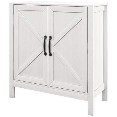 HOMCOM Sideboard Buffet, Kitchen Storage Cabinet with Barn Door and Adjustable Shelves, Storage Pantry, White Wood Grain 
