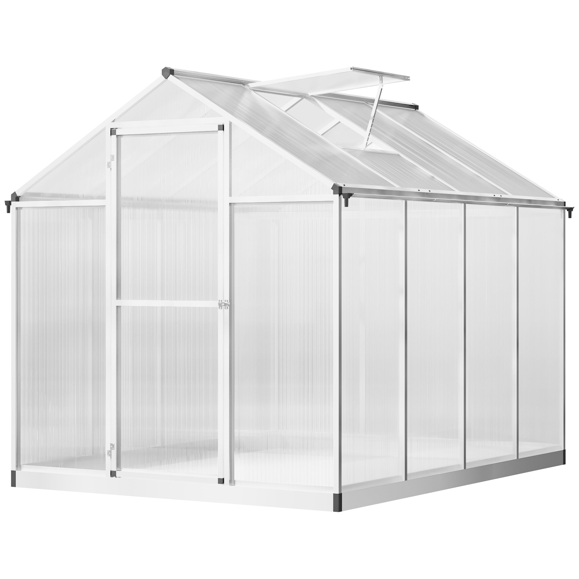 Outsunny Large Walk-In Greenhouse: 8'x6.25' with Polycarbonate Panels, Sturdy Frame & Portable Design for Outdoor Plant Growth 