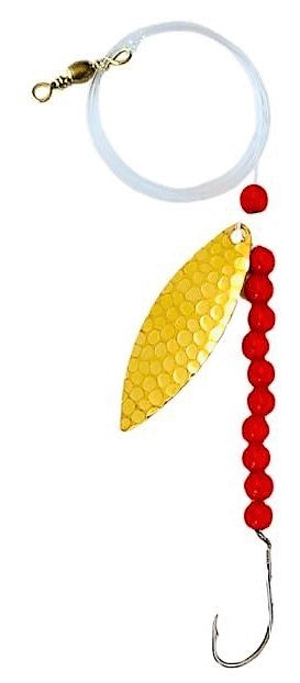 Solid Red Beads Willow Leaf Spinner – Gold Hammer Blade Lure 