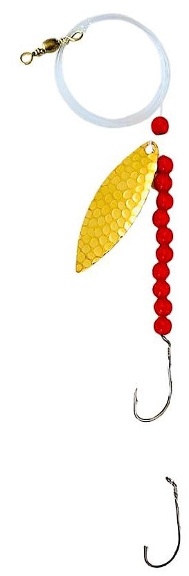 Solid Red Beads Willow Leaf Spinner – Gold Hammer Blade Lure 