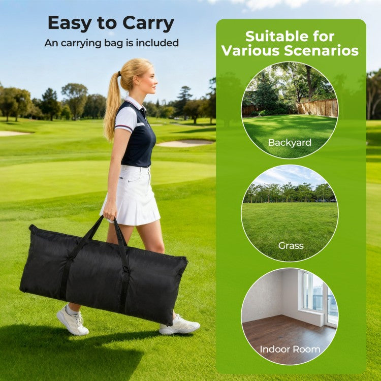 Golf Practice Hitting Net with Dual Side Barriers, Target Cloth & Metal Frame, Portable Golf Training Cage