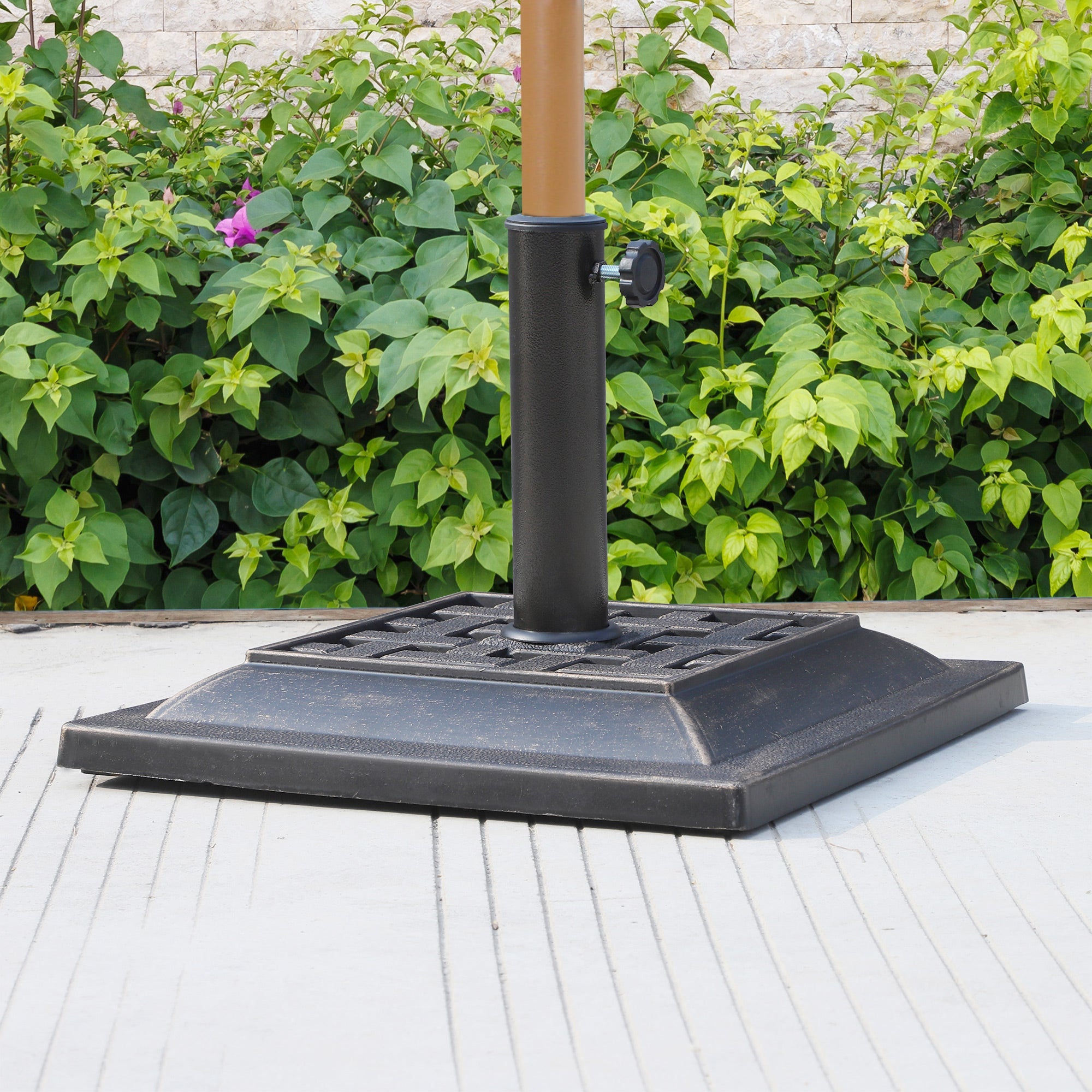 Outsunny Resin Square Umbrella Base: Coated Pole Stand for Patio Market Parasols, Bronze 