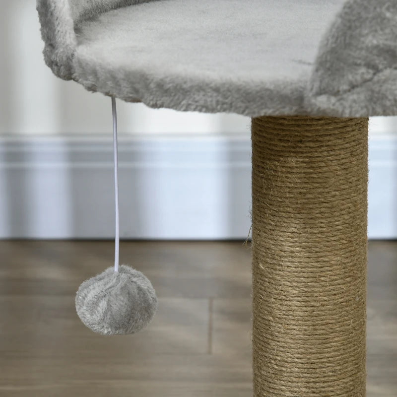 Cat Tree with Scratching Post, Toy Ball, Perch, Small Cat Tower for Indoor Cats - 16" x 16" x 19", Grey