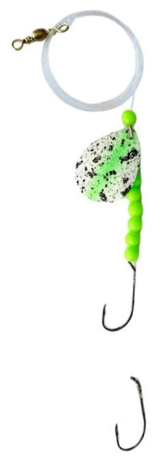 Double Hook Colorado Spinner – Green Speckled Blade Lure 