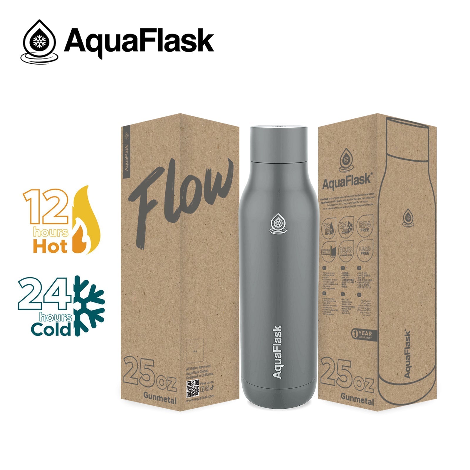 AquaFlask FLOW Vacuum Insulated Water Bottles 739 ml (25 oz) 