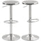 Steel Bar Stools Set of 2, Adjustable Counter Height Round Breakfast Barstools, Industrial Swivel Bar Chairs, Silver