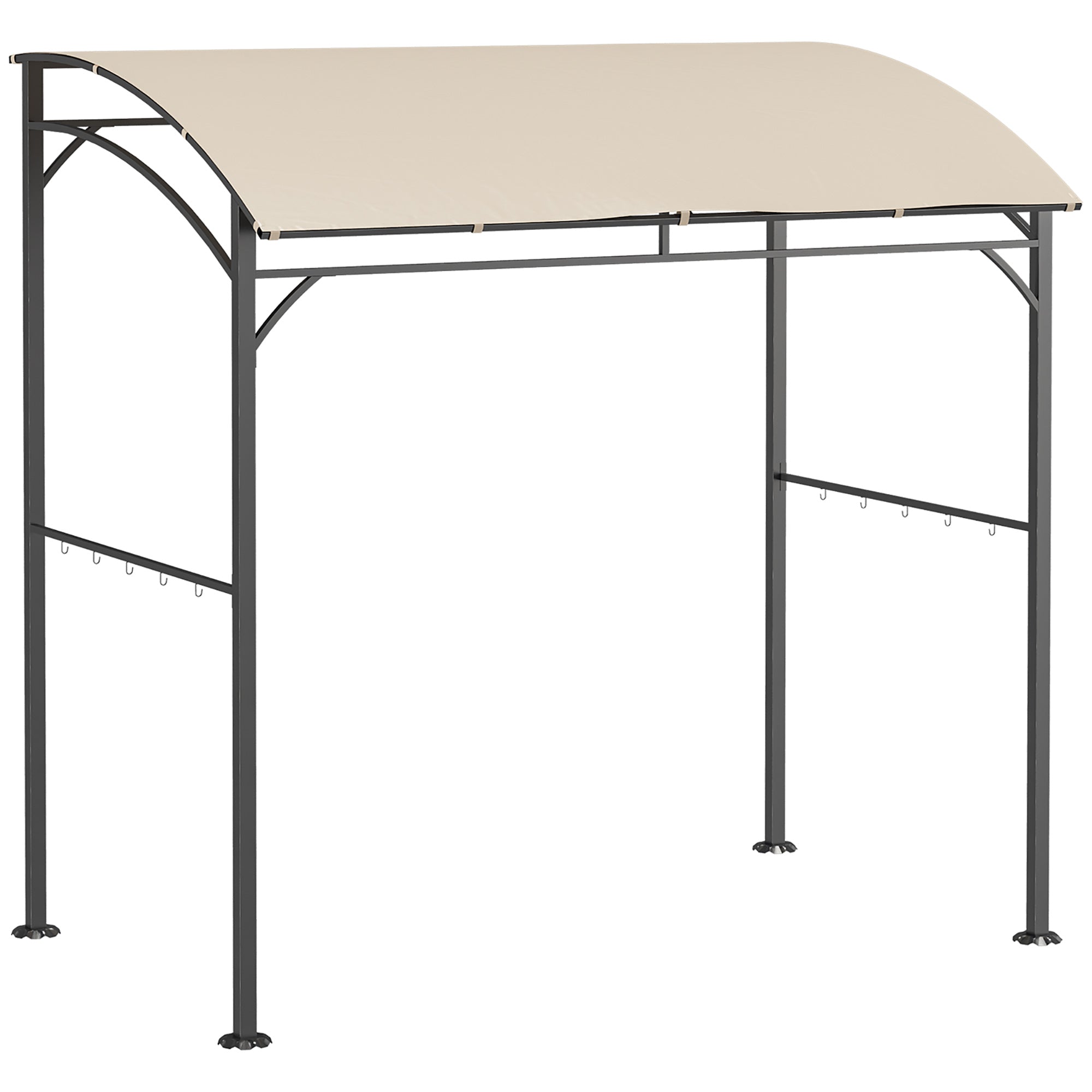 Outsunny BBQ Grill Gazebo 7x5 ft Steel Frame Garden Canopy Tent Beige with Hooks Outdoor Sun Shade 