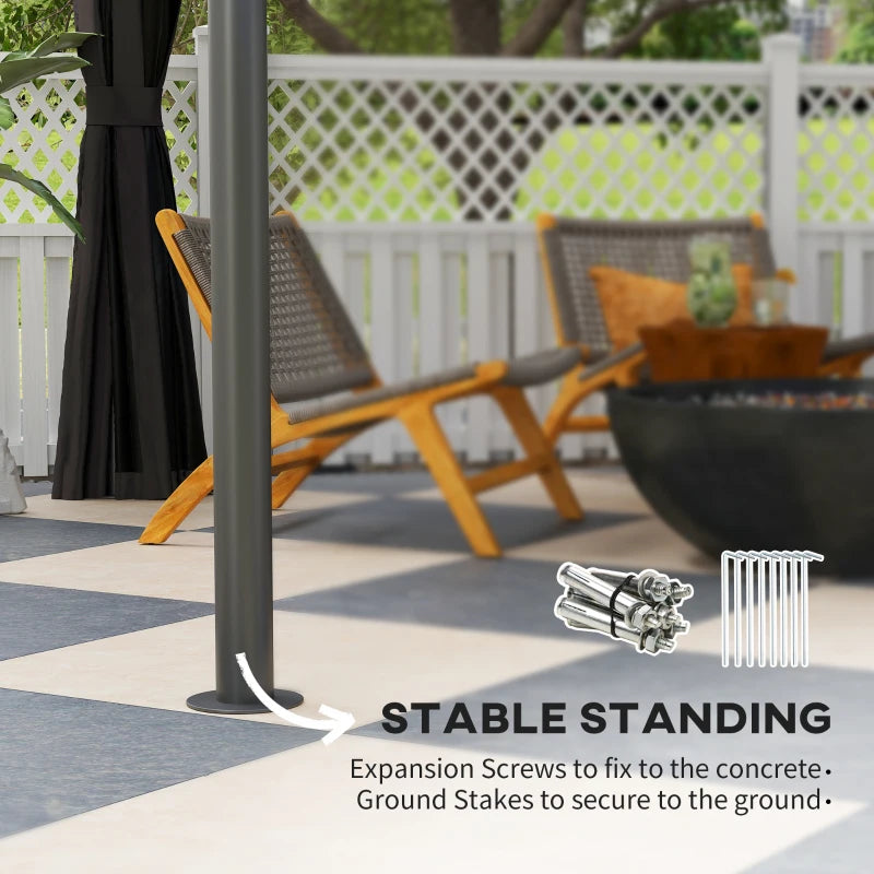 9' x 10' Outdoor Hardtop Gazebo Canopy w/ Double PC Roof, Steel Frame, Nettings, Curtains for Garden Lawn Deck, Black