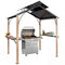 8 x 6ft Hardtop Grill Gazebo, BBQ Gazebo with Metal Double Roof, Outdoor Grill Canopy with Wood-Grain Aluminum Frame