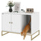 Cat Litter Box Enclosure with Tall Legs, Litter Mat, Fits Mots of Litter Box, 31.5