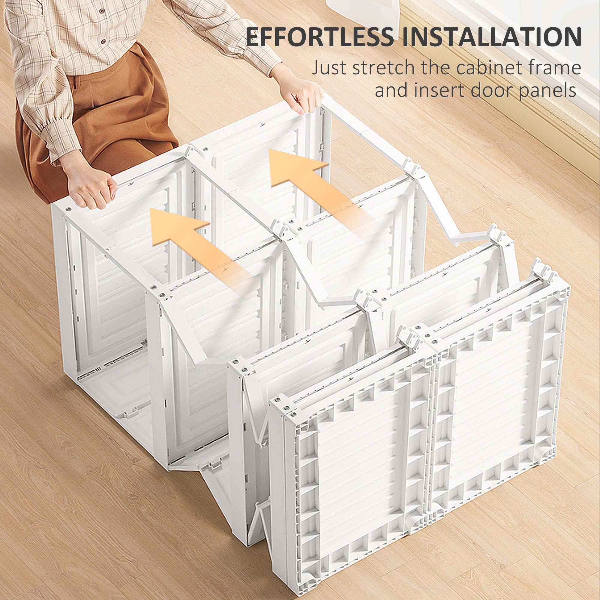 HOMCOM Portable Wardrobe Closet, Folding Bedroom Wardrobe, Clothes Storage Organizer with Cube Compartments, White 