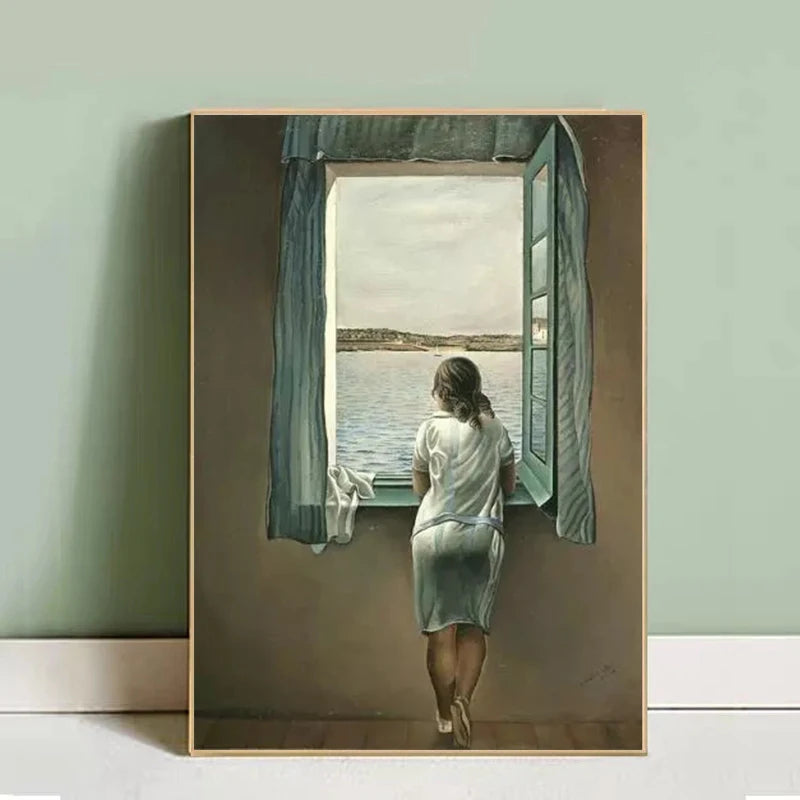 Salvador Dali Woman at The Window Canvas Painting – Posters and Prints, Wall Art Pictures for Living Room Decor (No Frame) 