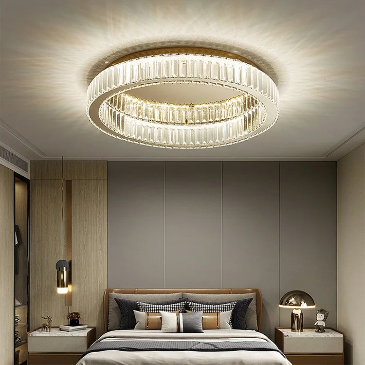 Modern Simple Crystal Circle Lamp - LED Ceiling Chandelier for Living Room, Bedroom, and Study