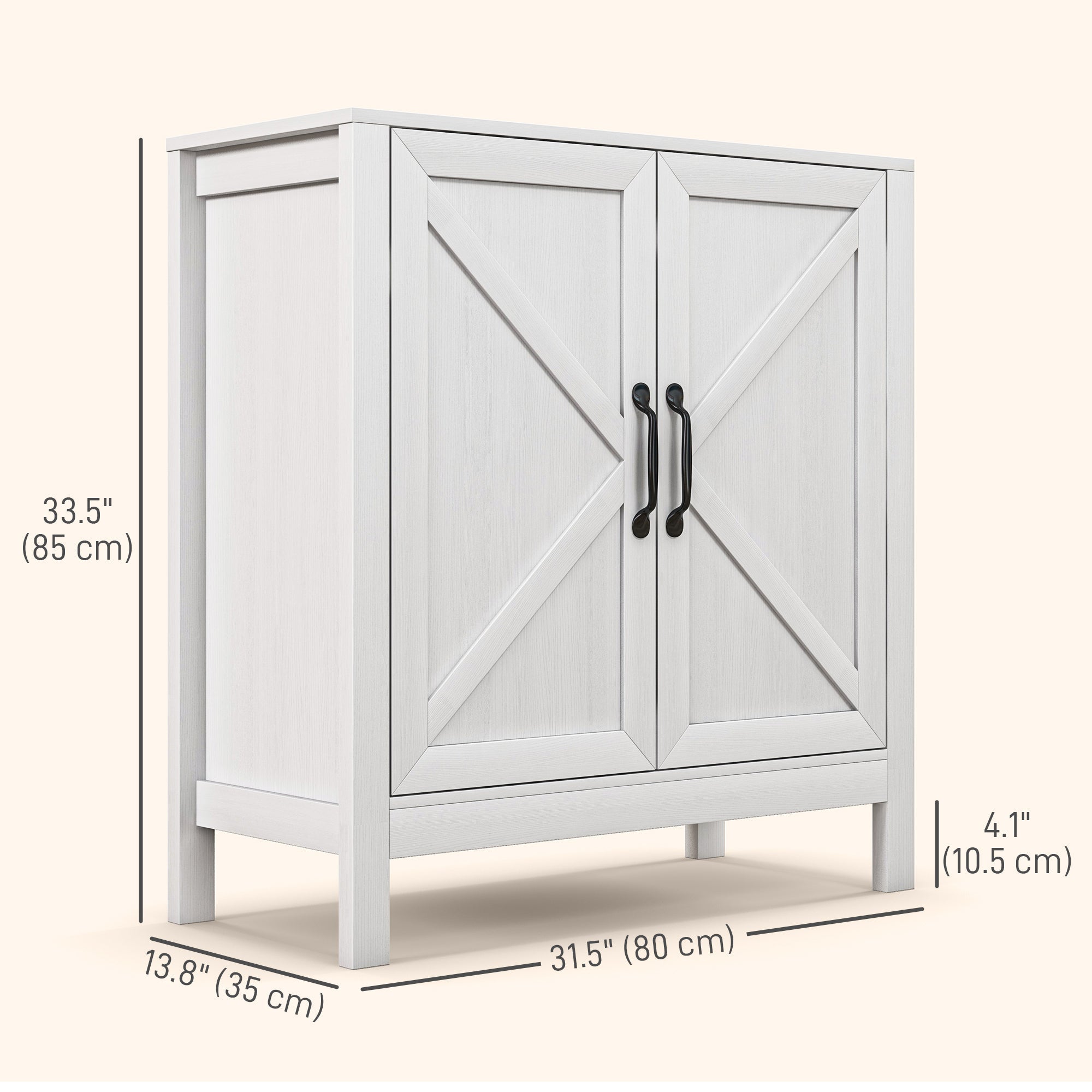 HOMCOM Sideboard Buffet, Kitchen Storage Cabinet with Barn Door and Adjustable Shelves, Storage Pantry, White Wood Grain 