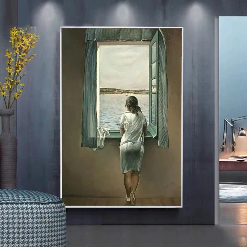 Salvador Dali Woman at The Window Canvas Painting – Posters and Prints, Wall Art Pictures for Living Room Decor (No Frame) 