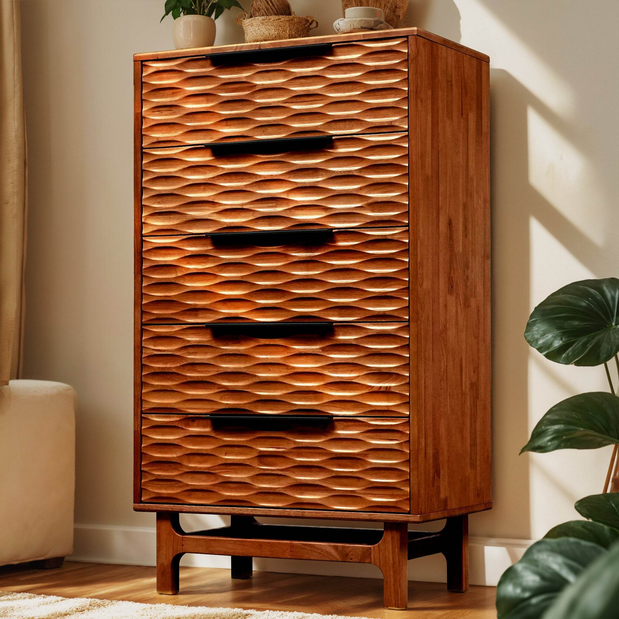 Elara Solid Wood 5-Drawer Dresser 