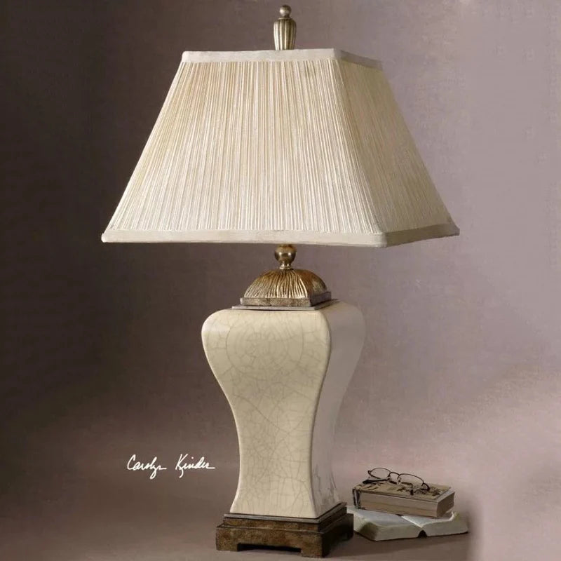 Luxury Ceramic Table Lamp - Generous LED Bedside Lamp for Bedroom and Living Room Decor 